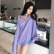 Hàn quốc phiên bản của chic đơn giản màu rắn lỏng dài tay điều hòa không khí kem chống nắng áo thời trang side chia đơn ngực áo sơ mi nữ