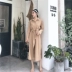Hồng Kông hương vị mới retro chic phong cách bầu không khí thời trang ve áo chia thanh lịch áo dài váy váy nữ thủy triều