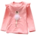 Phiên bản Hàn Quốc của áo sơ mi dài tay cotton của cô gái Quần áo trẻ em lớn mùa xuân và mùa thu cổ cô gái áo sơ mi mỏng tay áo thun áo thun bé gái 6 tuổi Áo thun