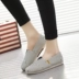 Mùa hè thoáng khí giày lười biếng tuổi Bắc Kinh giày vải nữ Hàn Quốc phiên bản của giày vải phẳng giày thường một bàn đạp trường giày
