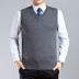 Mùa thu và mùa đông mới trung niên của nam giới cashmere vest V-Cổ kích thước lớn len vest trung niên áo len vest áo len vest nam cao cấp Dệt kim Vest