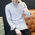 Mùa đông nam cổ tròn màu rắn thanh niên áo len nam trắng Hàn Quốc Slim đan Thicken cộng với nhung áo len đáy áo vest nam Hàng dệt kim