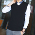 Của nam giới Knit Vest Mùa Thu Mùa Đông Tóc Vest Không Tay Áo Len Hàn Quốc Mace Một V-Cổ Đầu Gối Vai Vài Tinh Khiết Xu Hướng Cặp đôi áo len