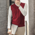 Của nam giới Knit Vest Mùa Thu Mùa Đông Tóc Vest Không Tay Áo Len Hàn Quốc Mace Một V-Cổ Đầu Gối Vai Vài Tinh Khiết Xu Hướng Cặp đôi áo len