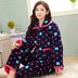 Mùa đông phụ nữ ba lớp dày san hô lông cừu bộ đồ ngủ đơn áo sơ mi nữ áo ấm mùa đông cotton áo khoác cotton shop quần áo nữ Pyjama