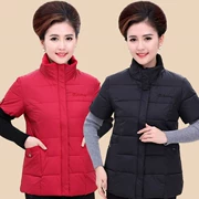 Mùa đông mới vest ngắn tay nữ trung niên cộng với size mẹ tải màu rắn xuống áo khoác cotton cũ vest dày