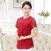 Áo thun cotton và vải lanh cho phụ nữ trung niên và già mùa hè Thời trang mới của mẹ áo sơ mi openwork trung niên 40-50 mẫu áo sơ mi cho người lớn tuổi Quần áo của mẹ