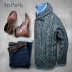 Dày đan dày quần áo len giá trị InPark retro lỏng lẻo với kích thước lớn nam xanh trái cây cổ áo xoắn que kim áo