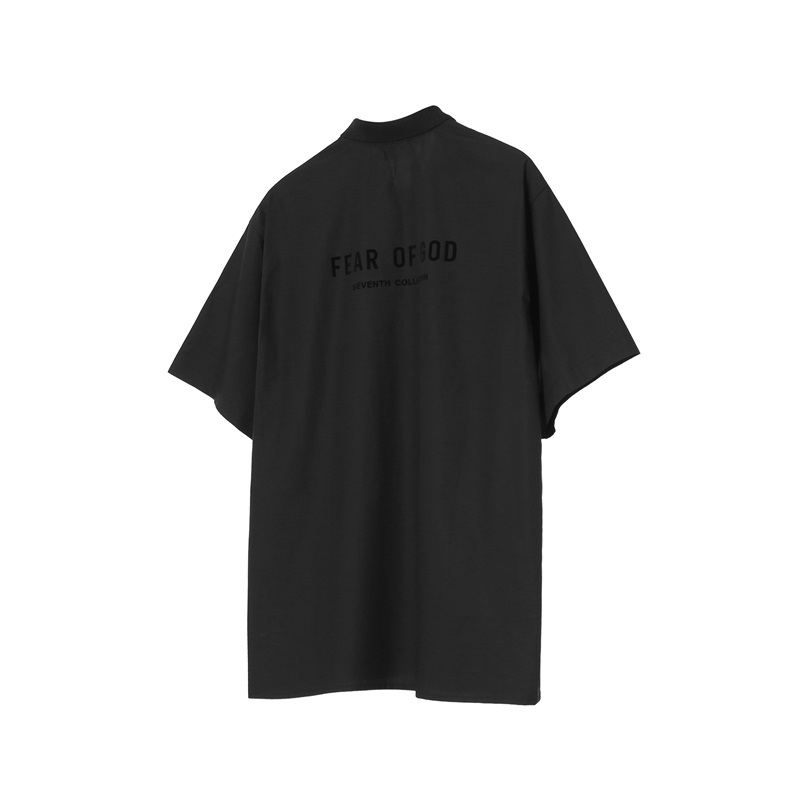 BlackFEAR OF GOD Season 7 Flocking printing Polo Collar short sleeve High street FOG style easy leisure time T-shirt tide
