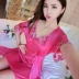 Bộ đồ ngủ dành cho nữ mùa hè Ice Silk Set tay áo ngắn hai mảnh Quần lửng ngủ gợi cảm Hàn Quốc Dịch vụ nhà tươi mát dành cho người lớn