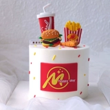 Запеченное торт декоративный орнамент гамбургер Fresh Fries Friess Soft Glue Plug -в мужской и женской радужной сети Rainbow Net Red Plug -In Set