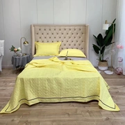 Mẫu phòng gạc cotton mùa hè mát mẻ là màu vàng sáng thuần khiết chăn bông tăng 2,3 trải giường ba mảnh - Trải giường
