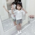 Bộ đồ bé gái mùa hè 2019 phiên bản mới của Hàn Quốc dành cho trẻ em quần áo thể thao ngắn tay hai mảnh mùa hè hipster - Phù hợp với trẻ em