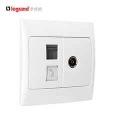 Розетка TV+телефон tcl罗格朗开关插座新美爵象系列牙白电视电话插86型正品专卖