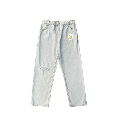 Summer trend straight tube light color jeans men's loose retro Korean versatile nine point BF wide leg daddy pants