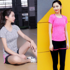 Одежда для йоги 夏季瑜伽服健身服套装新款女士春夏短袖短裤夜跑服运动健身跑步服