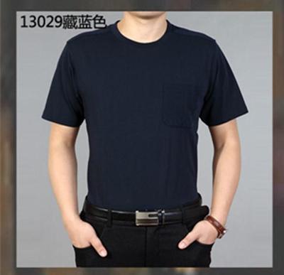 Mùa hè trung niên nam ngắn tay t-shirt vòng cổ bông kích thước lớn lỏng màu rắn phần mỏng trung niên cha đầm áo sơ mi Áo phông ngắn