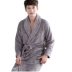 Áo ngủ nam Yukata dày đặc Flannel mùa thu Áo choàng tắm mùa đông Coral Cashmere Tay áo dài màu xám Đồ ngủ màu xám nóng mùa xuân