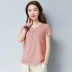 Áo thun nữ tay ngắn 2019 mùa hè mới cotton trung niên phiên bản trung quốc Hàn Quốc áo sơ mi trắng rộng rãi giản dị - Áo phông Áo phông