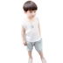 Chàng trai mùa hè phù hợp với trẻ em của Trung Quốc phong cách cotton và linen vest phù hợp với trẻ em không tay hai mảnh đặt 0-1-2-4 tuổi đồ bé trai Phù hợp với trẻ em