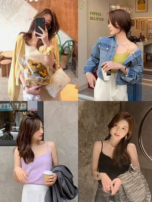 taobao agent Short spring summer T-shirt, sexy colored knitted vest