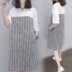 Thai sản váy mùa hè Hàn Quốc phiên bản của phụ nữ mang thai ăn mặc bông phần dài lỏng phụ nữ mang thai mẹ thủy triều ra khỏi vai hoang dã quần áo