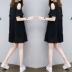 Thai sản váy mùa hè mới Hàn Quốc phiên bản của lỏng vai lỏng váy trong đoạn dài kích thước lớn thời trang một từ mang thai váy 200 kg váy bà bầu Áo thai sản