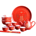 Wedding Jing Tea Cup Tea Set Set Cung cấp Lễ hội cưới cao cấp Cup Cup Hi Cup Trung Quốc Phong cách Red Tea Khay ấm trà - Trà sứ bộ ấm chén uống trà cao cấp Trà sứ