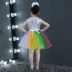 Trẻ em mới của công chúa váy trẻ em của fluffy váy cô gái hiện đại trang phục múa sequins váy đầy màu sắc điệp khúc phù hợp với Trang phục