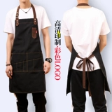 Джинсовый модный фартук, кофейный чай с молоком для маникюра для работы, делается под заказ, с печатью вашего логотипа