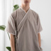 Mùa xuân dưới đồng phục Hanfu nửa cánh tay mùa hè nam cotton và linen ngắn tay trang phục dân tộc áo giản dị Zen quần áo dịch vụ trà Trang phục dân tộc