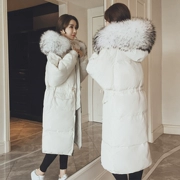 Chống mùa xuống áo khoác của phụ nữ phần dài 2018 mùa đông Hàn Quốc phiên bản của triều phá vỡ mã giải phóng mặt bằng dày lớn cổ áo lông thú trên bắp cải giá