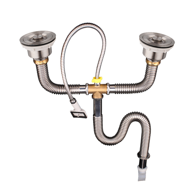 厨房洗菜盆下水管配件双槽单槽不锈钢水槽下水器防臭防鼠咬排水管