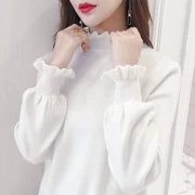 2018 phiên bản Hàn Quốc mới của mùa đông nấm buông thả rất cổ tích áo len đáy quần nửa cao cổ áo len nữ lười gió