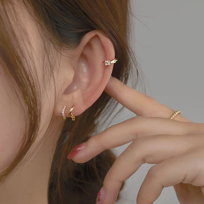 银饰18k耳扣纯银耳骨钉女高级感耳圈气质韩国耳骨环耳环耳饰防敏