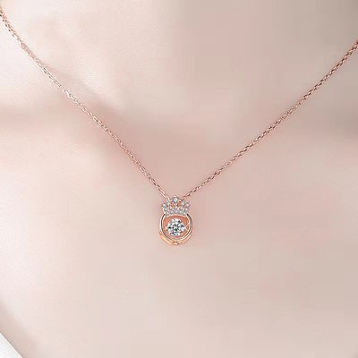 925纯银项链女灵动皇冠网红同款吊坠简约潮流潮礼物锁骨链