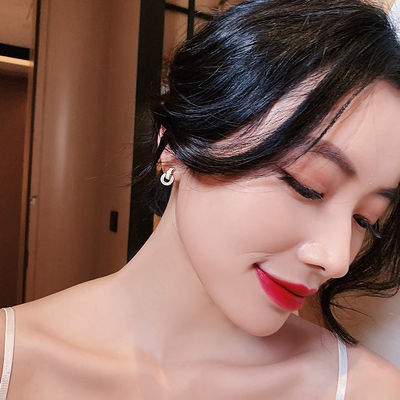 简约小众交织耳钉纯银银针韩国气质女小巧高级感耳环2020年新款潮