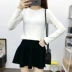 Xuân 2018 phiên bản mới của Hàn Quốc áo thun trắng dài tay nguyên chất cotton nữ size lớn Áo sơ mi nữ dáng lửng các kiểu áo voan đẹp Mùa xuân