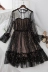 1475 # Sản phẩm mới váy nhỏ váy cánh hoa sáng bóng phối cảnh váy lưới mùa thu sinh viên cổ tích ren váy xếp ly váy đầm