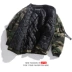 Phong cách Nhật Bản thương hiệu ngụy trang streamers dày bông áo mùa thu và mùa đông vài quân sự gió dụng cụ áo khoác dày lỏng áo khoác thủy triều