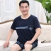 Mùa hè của Nam Giới Trung Niên của Nam Giới Đồ Ngủ Ngắn Tay Áo Quần Short Cotton Daddy Đồ Ngủ của Cha Nhà Mặc Người Già bộ