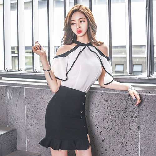 Летняя асимметричная юбка, 2018, в корейском стиле, яркий броский стиль, высокая талия
