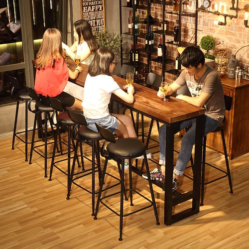 Стол сплошного дерева, стул Комбинированный молочный чайный магазин длинный бар для винного стола Домашний балкон наклонный высокополосный стол кофе узкий стол