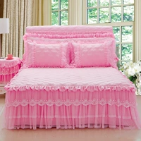 Phiên bản Hàn Quốc của chiếc váy ngủ cotton đơn mảnh dày trải giường che phủ màu tinh khiết công chúa trải giường Simmons váy chống trượt loại 1,8m - Váy Petti ga giường viền ren