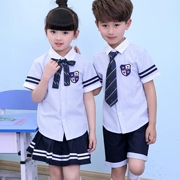 Quần áo sân vườn mẫu giáo mùa hè phù hợp với mùa hè mới đồng phục tiểu học hè trẻ em cotton dịch vụ lớp thể thao ngắn tay - Đồng phục trường học / tùy chỉnh thực hiện