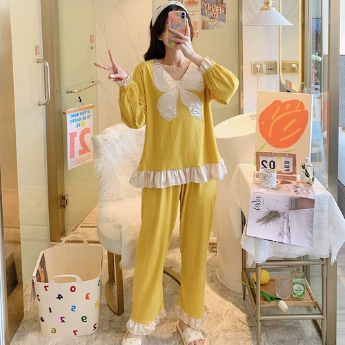 Лонгслив, осенняя демисезонная хлопковая милая пижама, милый демисезонный комплект, 2021 года