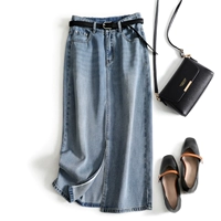 Качественная ретро легкая и тонкая летняя джинсовая юбка, высокая талия