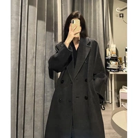 Двусторонний кашемир, демисезонное шерстяное пальто, куртка, коллекция 2023, в корейском стиле, подходит для подростков
