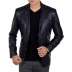 Haining da nam trung niên phù hợp với cổ áo đầu máy áo khoác da phù hợp với XL casual slim jacket mùa thu phần mỏng