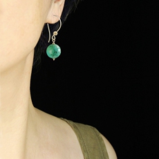 Серьги 素元 绿松石耳环2023新款潮蓝色14k包金耳坠百搭s925纯银耳饰品